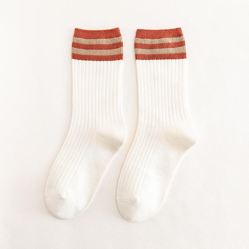 College Style Women's Bamboo Cotton Pile Socks - Medium Tube