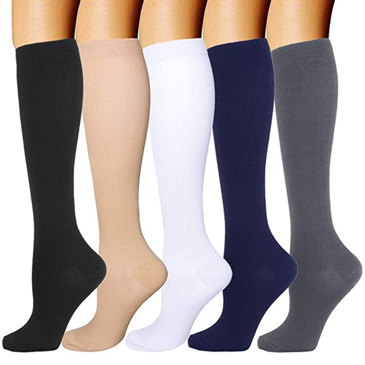 Solid Color Bamboo Nylon Silk Compression Socks