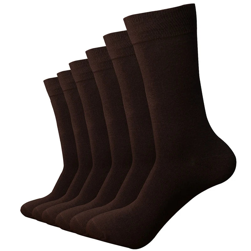 6-Pack Dark Brown Men's Bamboo Dress Socks - Breathable & Antibacterial