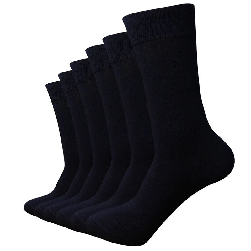6-Pack Navy Blue Bamboo Dress Socks - Breathable & Antibacterial