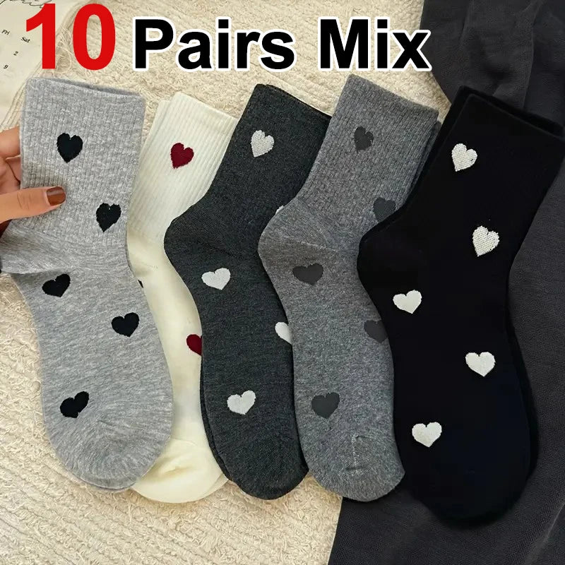 Women's Heart Pattern Mid Calf Socks