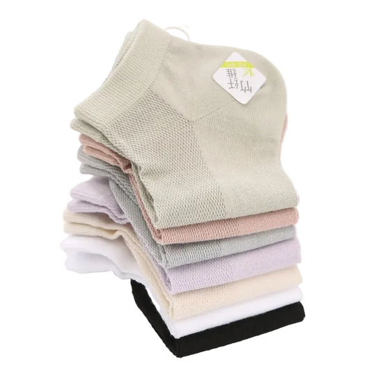 5-Pack Women's Bamboo Fiber Mesh Breathable Ankle Socks