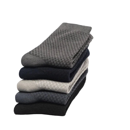 Men Bamboo Fiber Socks 5 Pairs Classic Business Casual Socks