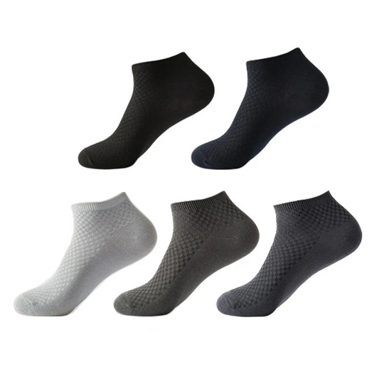 5 Pairs Mens Bamboo Fiber Short Ankle Socks - Breathable