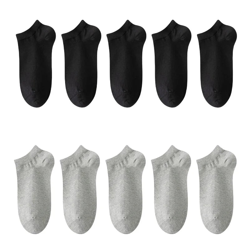 10 Pairs Mens Bamboo Fiber Ankle Socks Breathable Summer Black Boat Socks