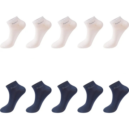10-Pack Men's Bamboo Fiber Ankle Socks - Breathable Antibacterial