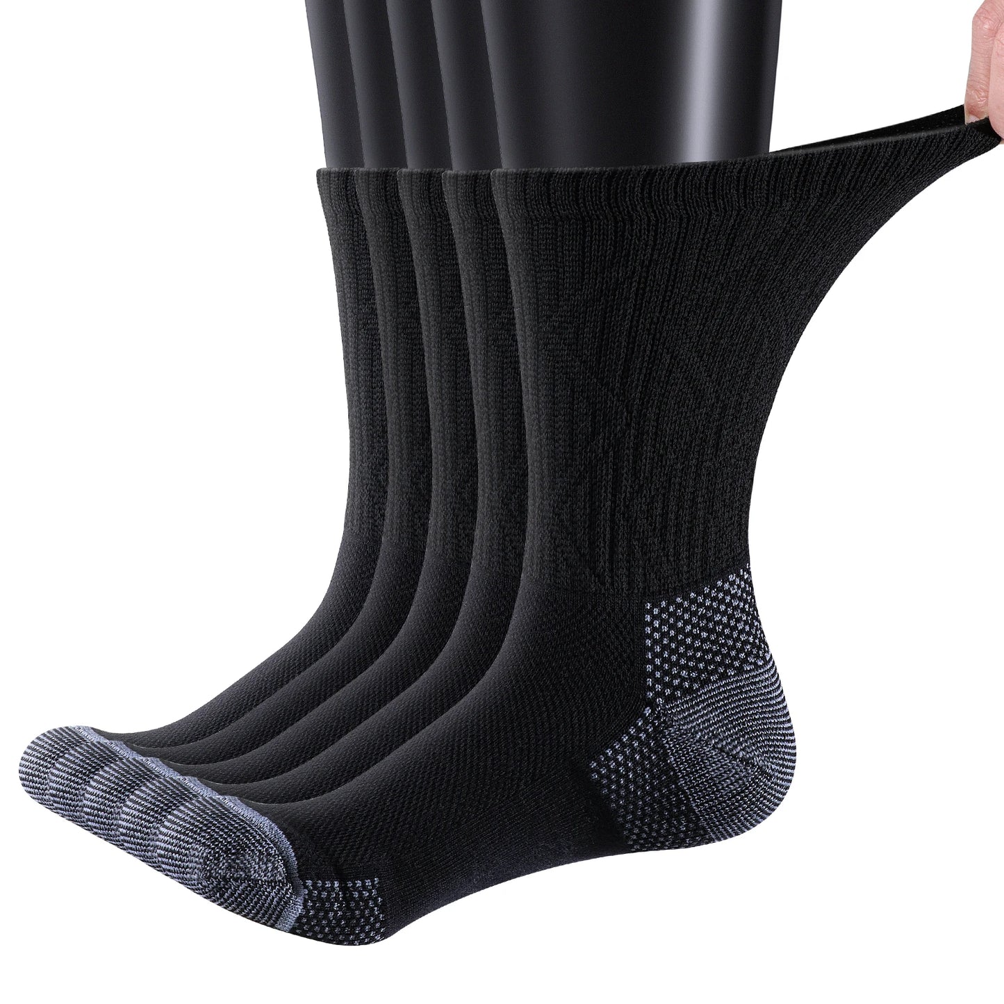 Diabetic Breathable Bamboo Socks - Cushioned Sole - 5 Pairs