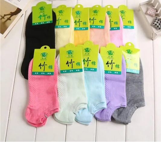 5-Pack Candy Color Bamboo Fiber Ankle Socks For Women