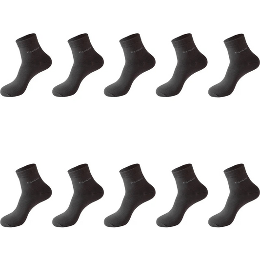 10 Pairs Bamboo Fiber Socks - Mens Casual Business Antibacterial Breathable