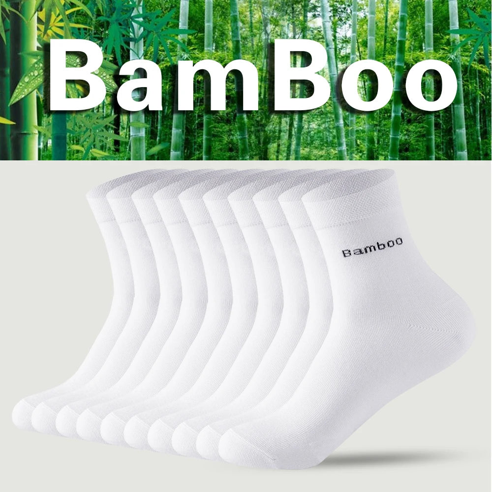 5 Pairs Bamboo Socks For Men Sweat Absorbing Deodorizing Dress Socks Black Long