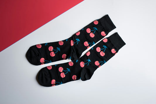 black-and-pink floral socks