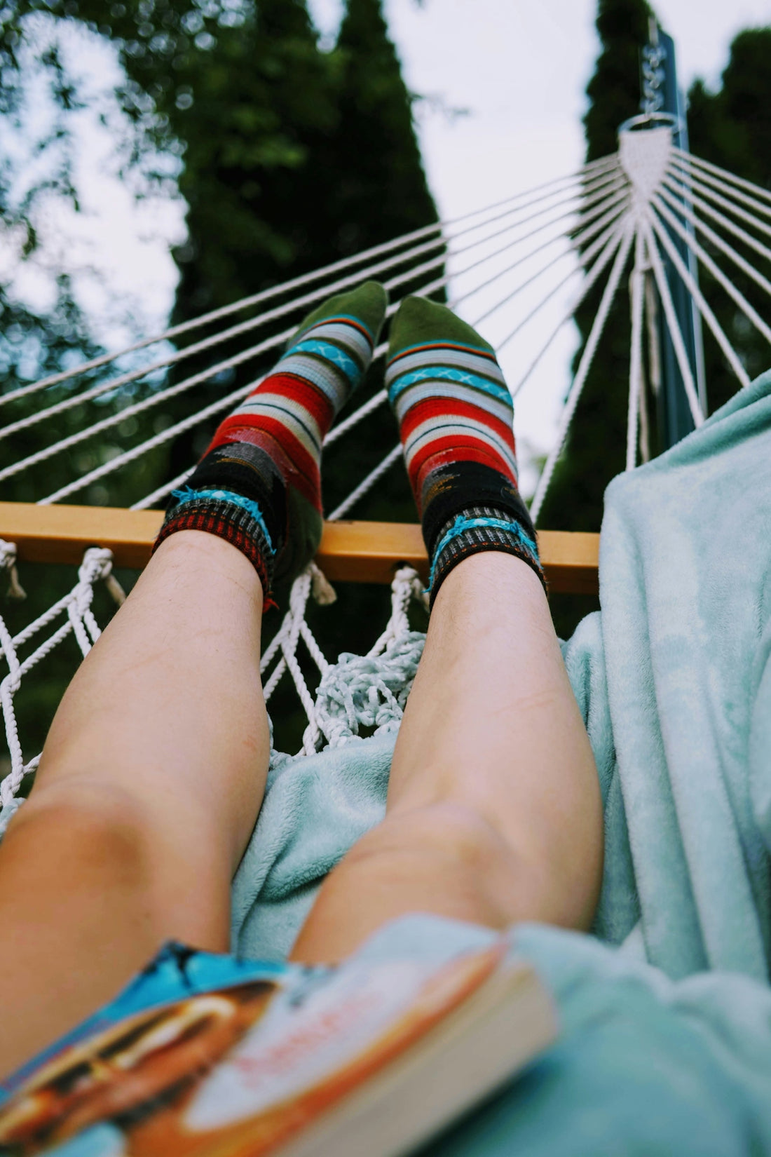 a person wearing colorful socks