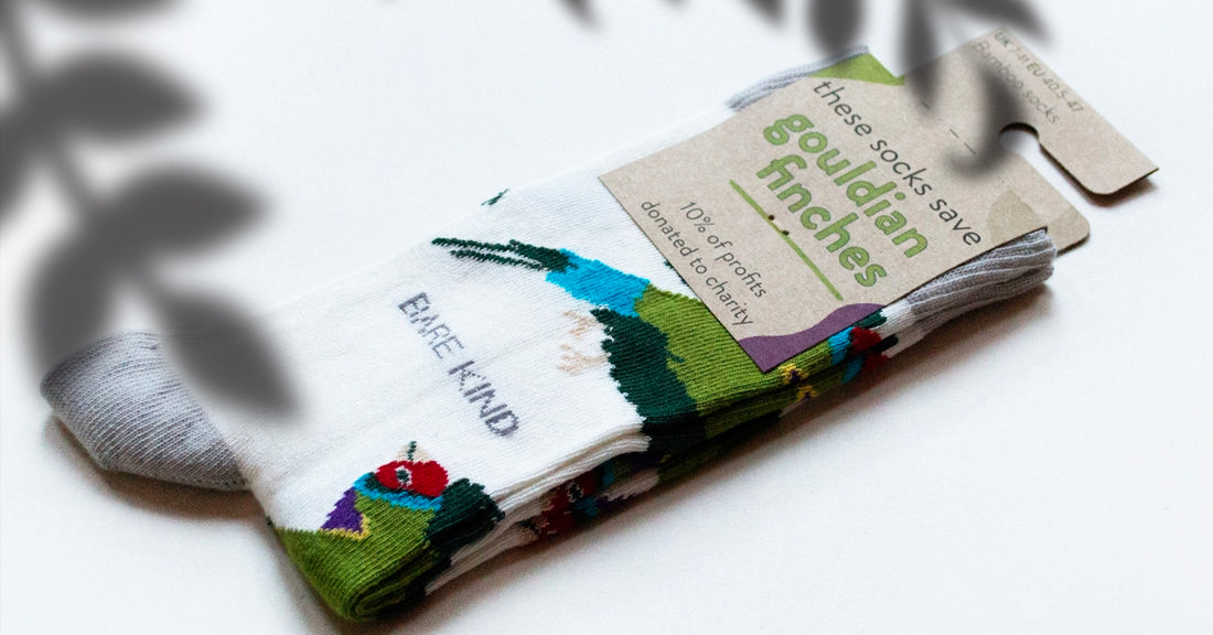 A pair of socks sitting on top of a white table