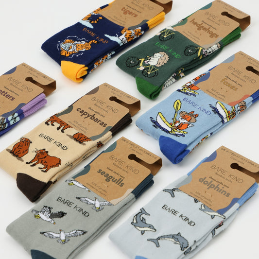 A bunch of socks that are sitting on a table