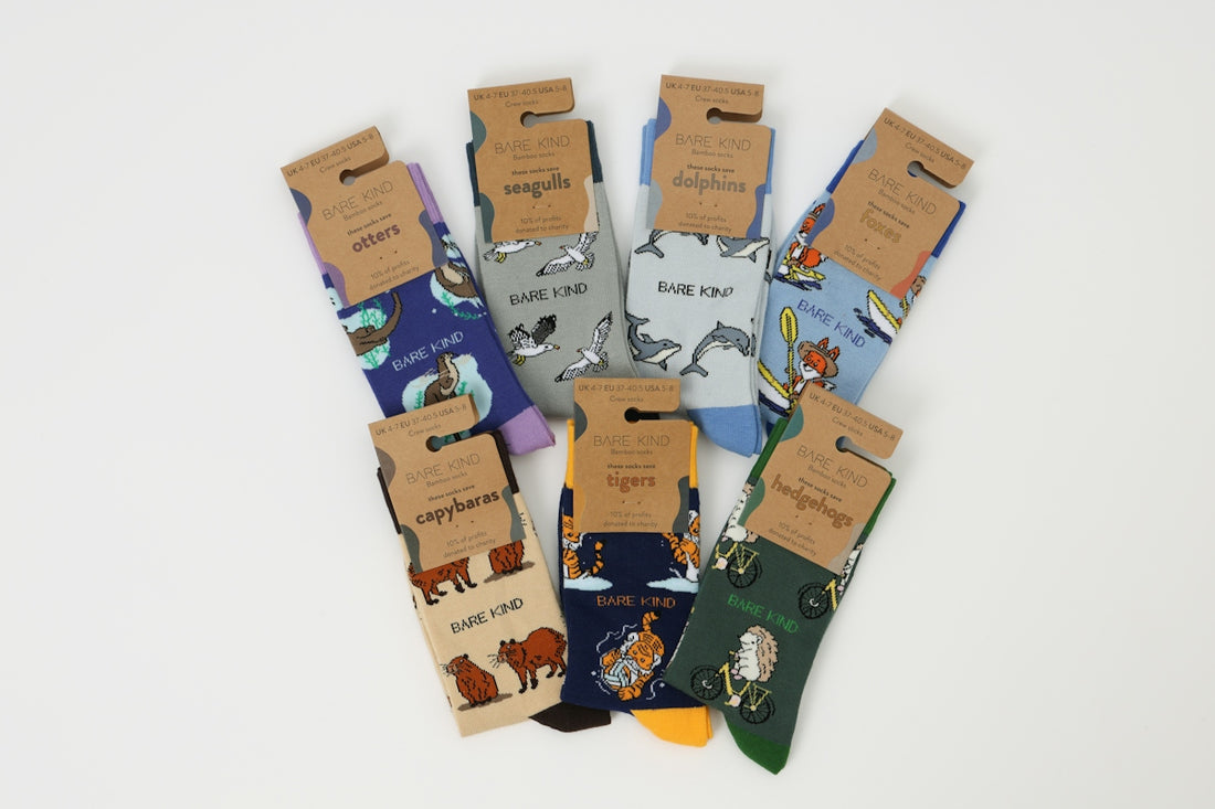 A bunch of socks that are sitting on a table