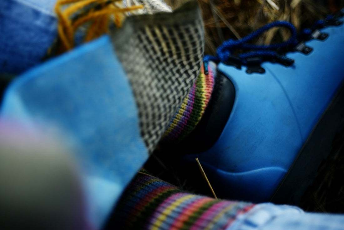 Bright blue shoes and colorful socks