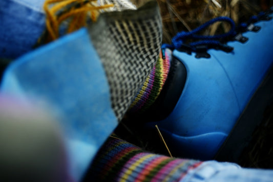 Bright blue shoes and colorful socks