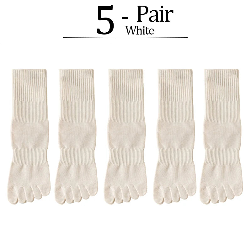 5-Pack Women Five Toe Bamboo Cotton Socks