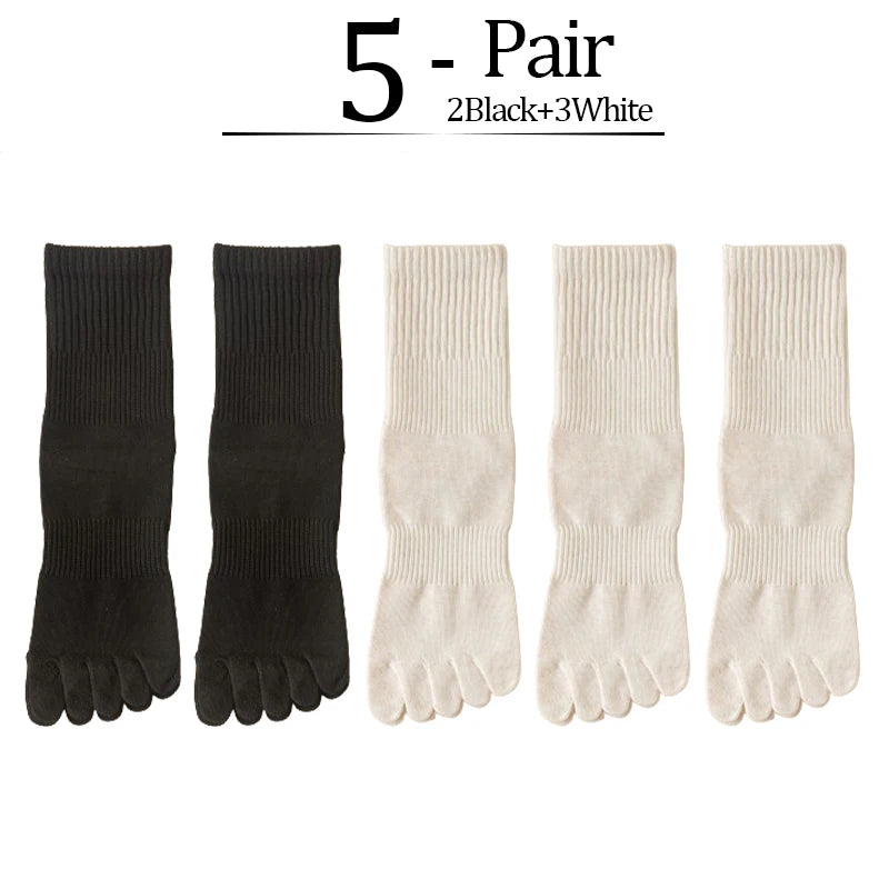 5-Pack Women Five Toe Bamboo Cotton Socks