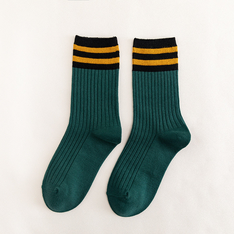 College Style Women's Bamboo Cotton Pile Socks - Medium Tube
