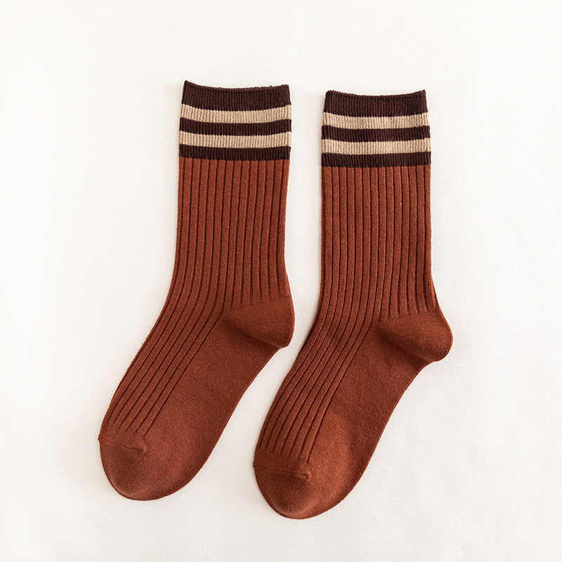 College Style Women's Bamboo Cotton Pile Socks - Medium Tube
