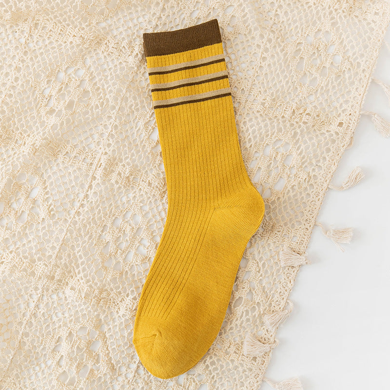 College Style Women's Bamboo Cotton Pile Socks - Medium Tube