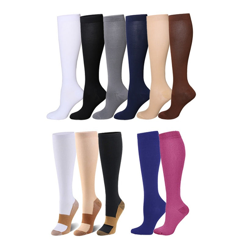 Solid Color Bamboo Nylon Silk Compression Socks