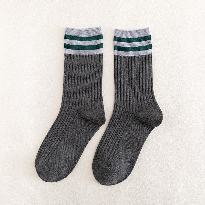 College Style Women's Bamboo Cotton Pile Socks - Medium Tube