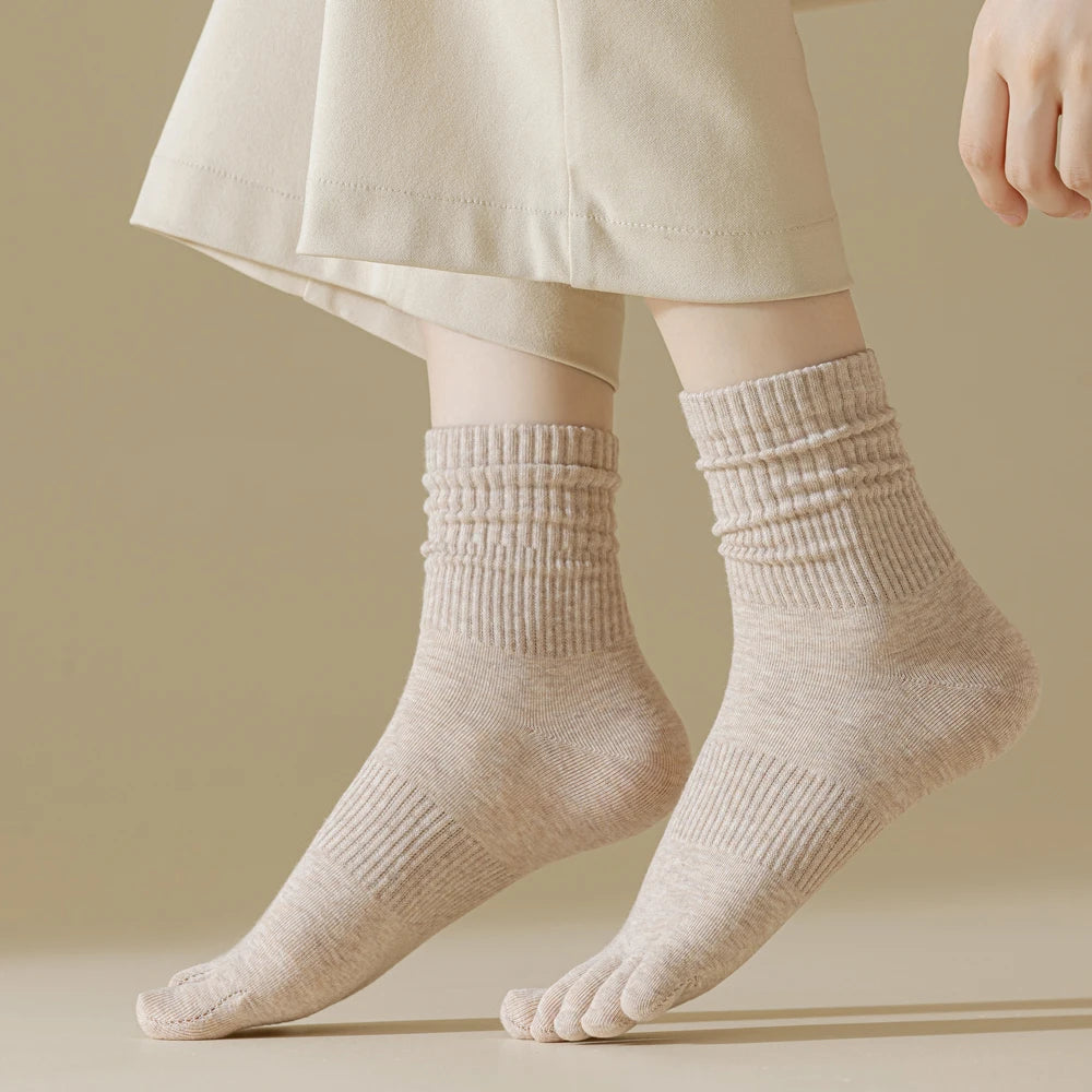 5-Pack Women Five Toe Bamboo Cotton Socks