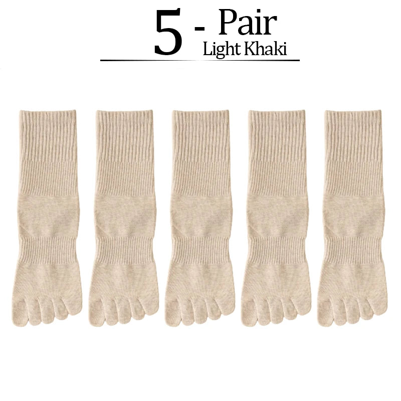 5-Pack Women Five Toe Bamboo Cotton Socks