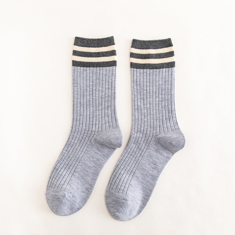 College Style Women's Bamboo Cotton Pile Socks - Medium Tube