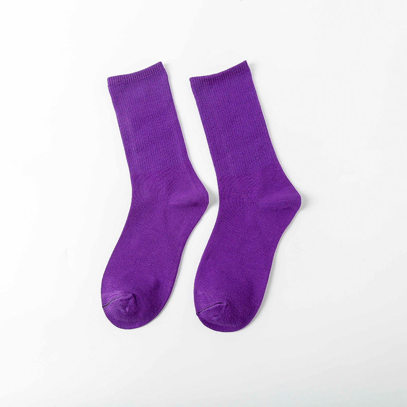 College Style Women's Bamboo Cotton Pile Socks - Medium Tube