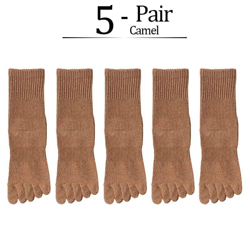 5-Pack Women Five Toe Bamboo Cotton Socks