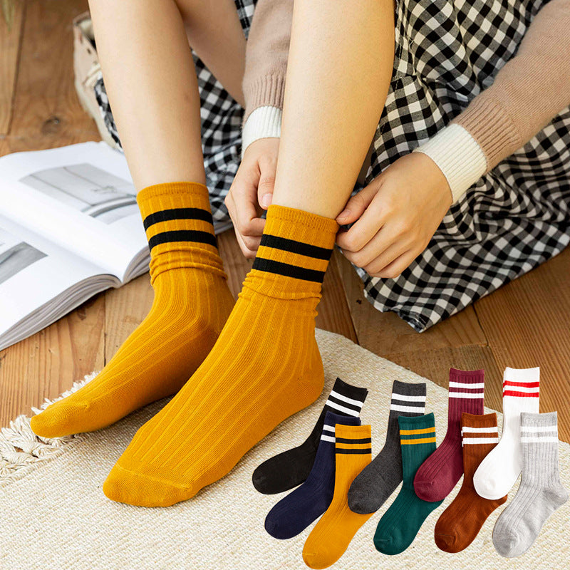 College Style Women's Bamboo Cotton Pile Socks - Medium Tube
