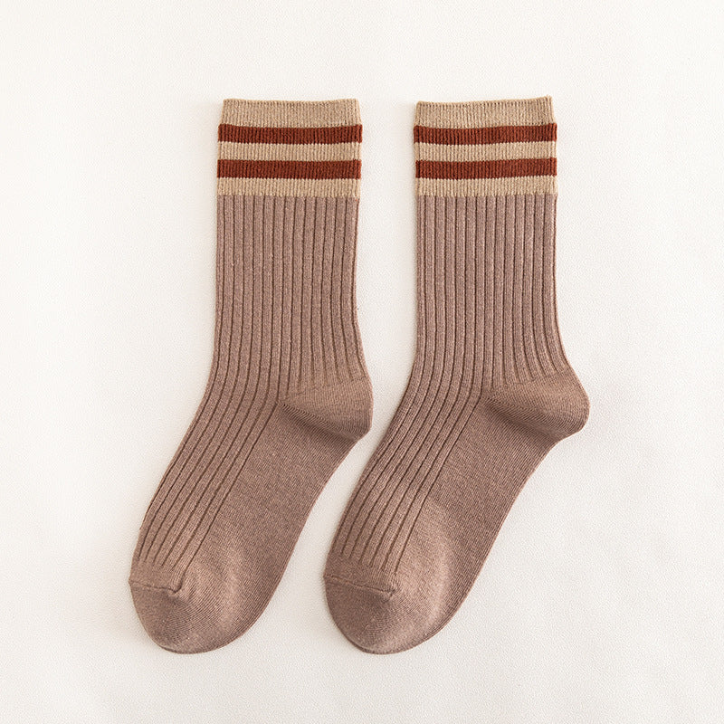 College Style Women's Bamboo Cotton Pile Socks - Medium Tube