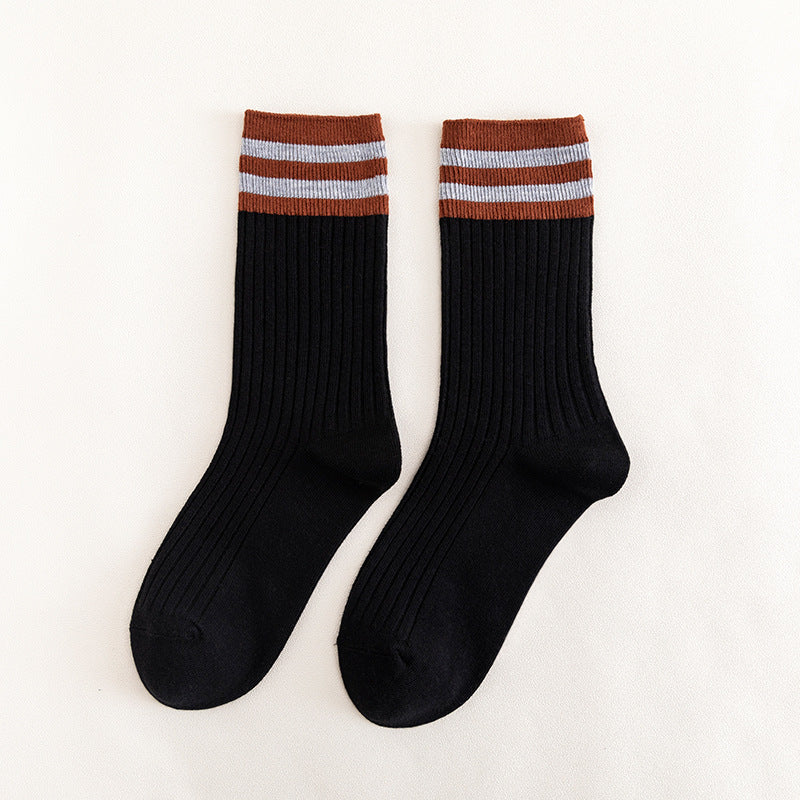 College Style Women's Bamboo Cotton Pile Socks - Medium Tube