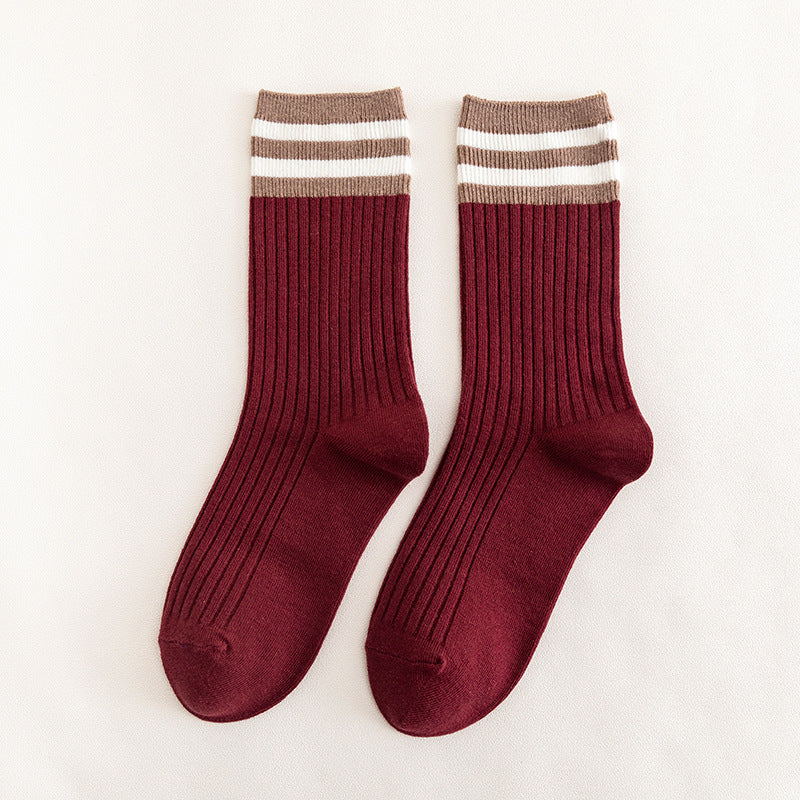 College Style Women's Bamboo Cotton Pile Socks - Medium Tube