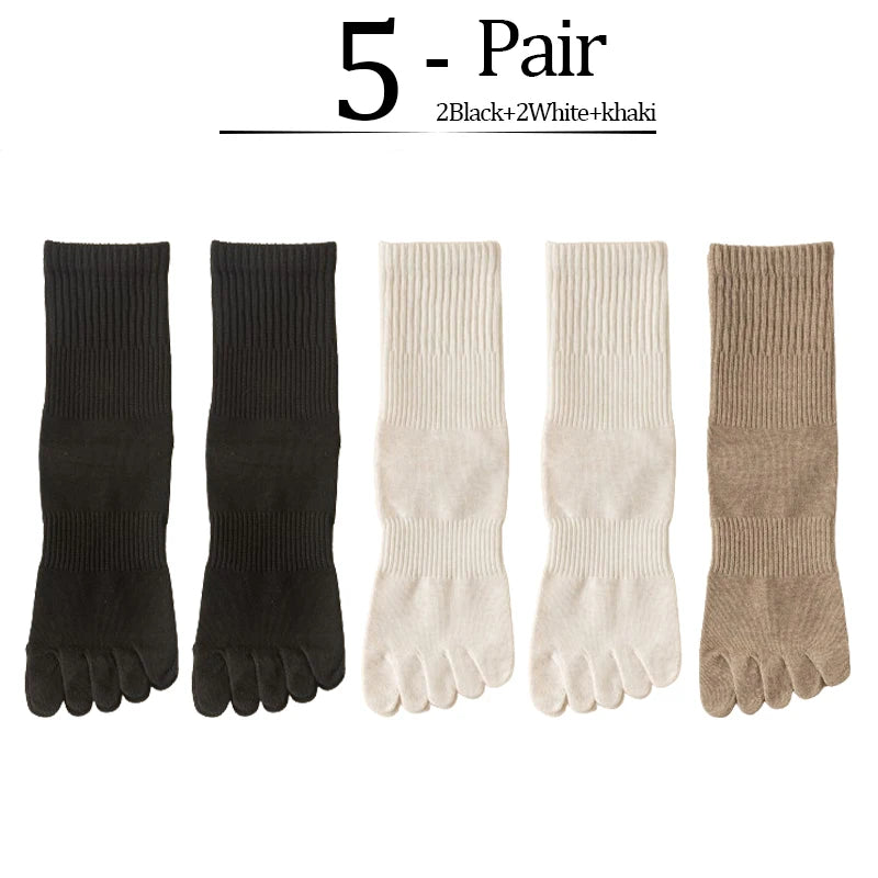 5-Pack Women Five Toe Bamboo Cotton Socks