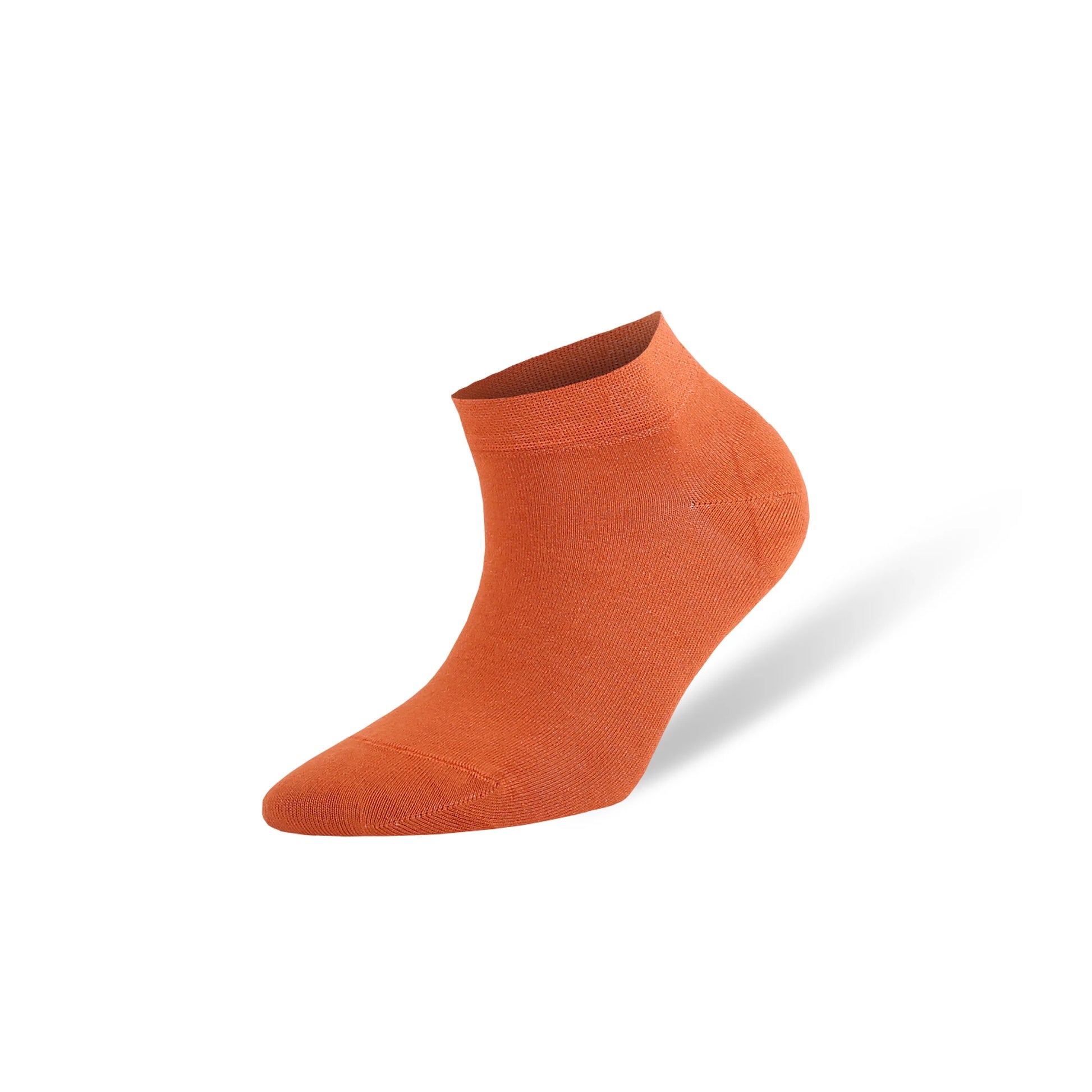 Orange ankle socks made of soft, breathable material for comfort and style.