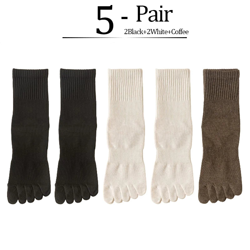 5-Pack Women Five Toe Bamboo Cotton Socks