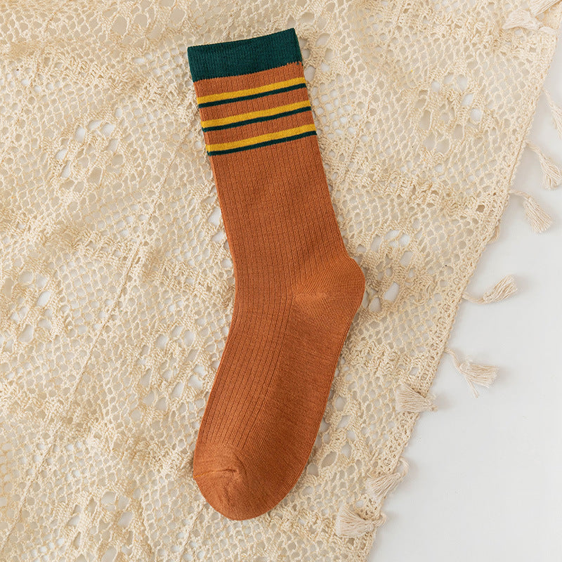 College Style Women's Bamboo Cotton Pile Socks - Medium Tube