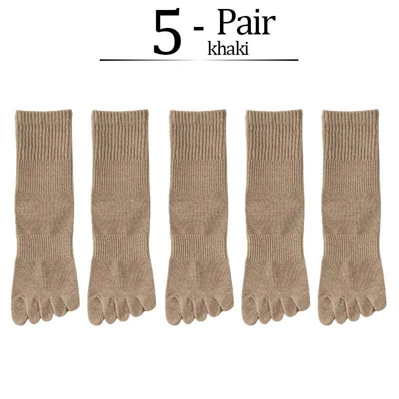 5-Pack Women Five Toe Bamboo Cotton Socks