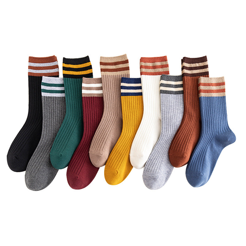 College Style Women's Bamboo Cotton Pile Socks - Medium Tube