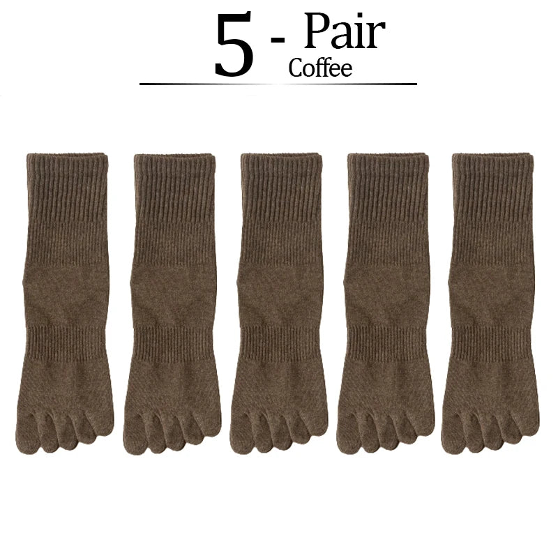 5-Pack Women Five Toe Bamboo Cotton Socks