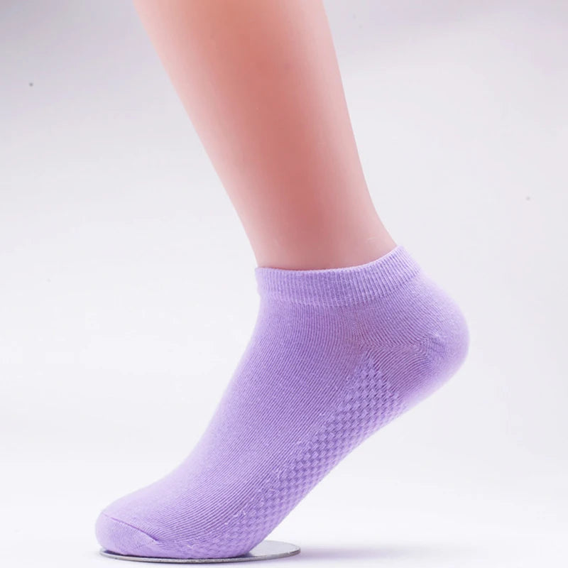 5-Pack Candy Color Bamboo Fiber Ankle Socks For Women