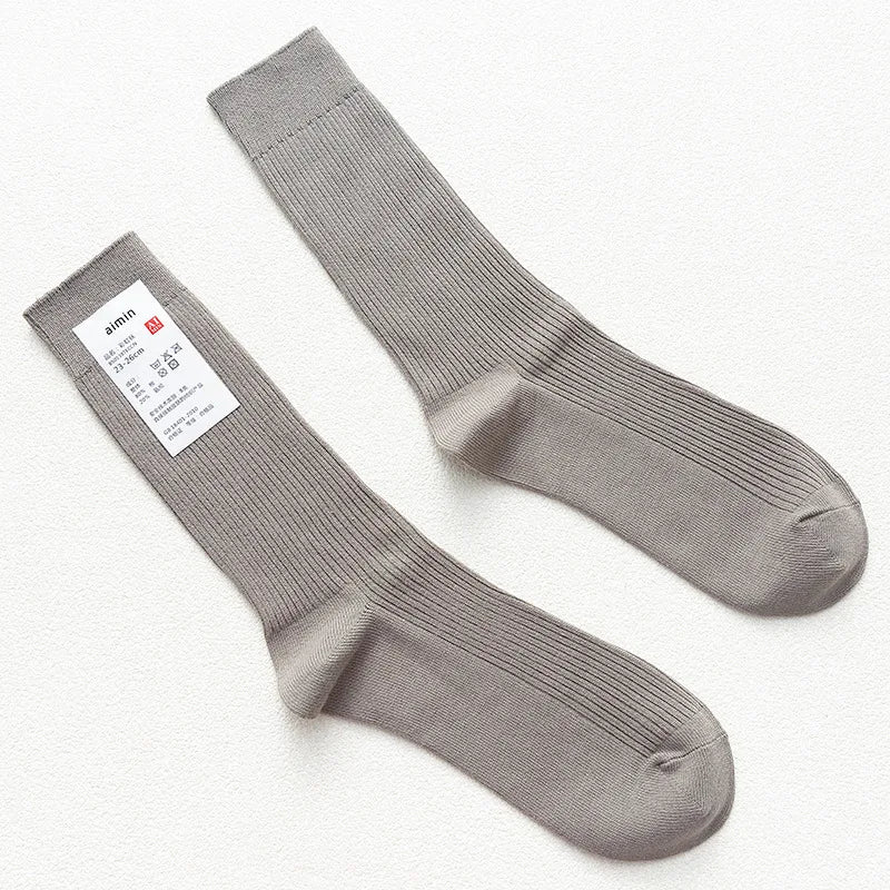 Long Men's Japanese Bamboo Cotton Rib Knit Socks