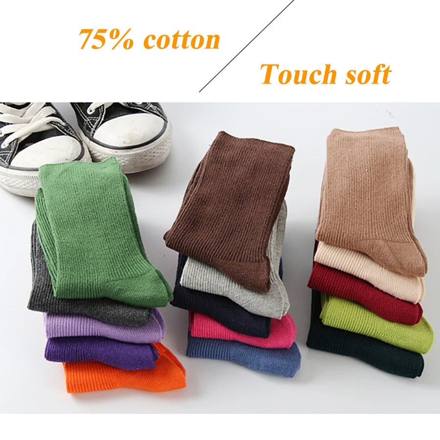 Women's Solid Color Bamboo Cotton Crew Socks