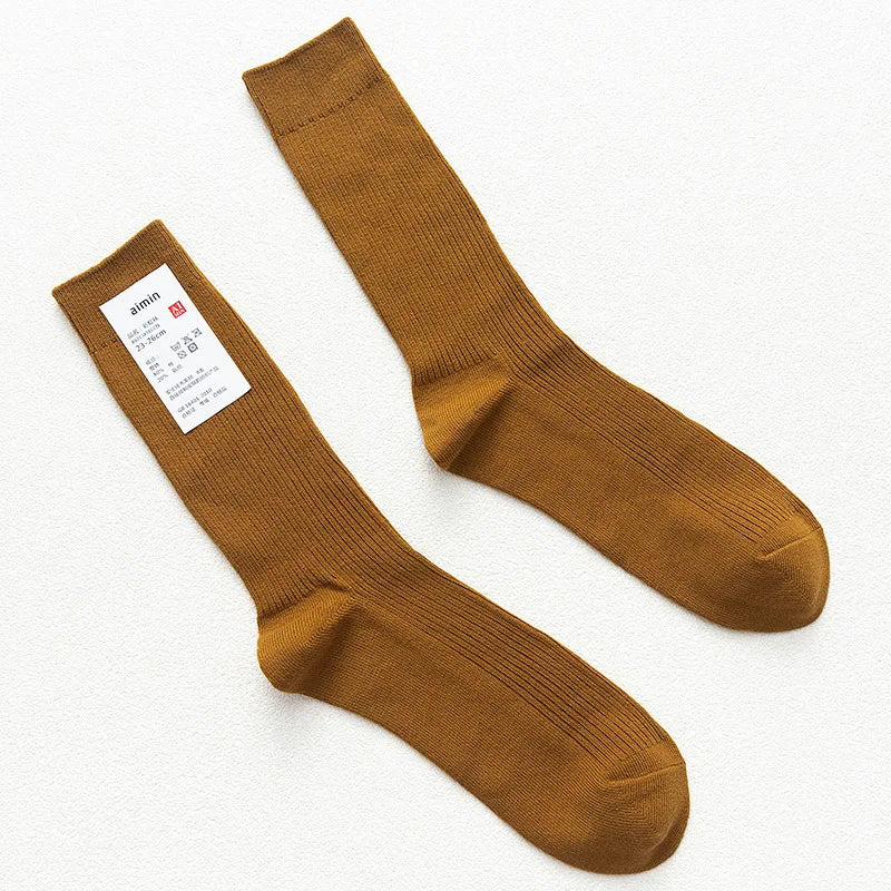 Long Men's Japanese Bamboo Cotton Rib Knit Socks
