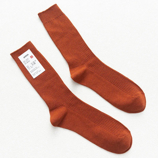 Long Men's Japanese Bamboo Cotton Rib Knit Socks