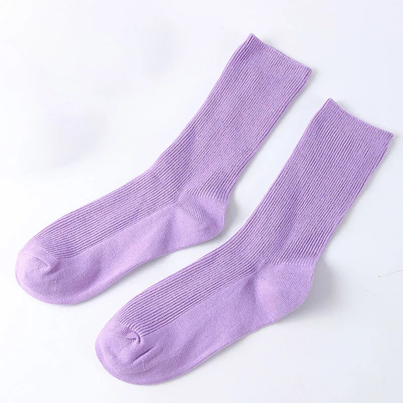 Women's Solid Color Bamboo Cotton Crew Socks